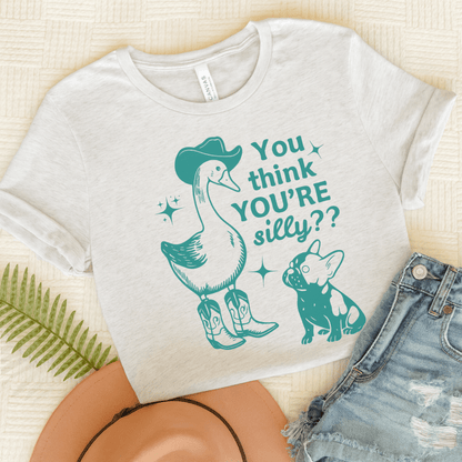 Piebald Frenchie Silly Goose Tshirt Ash