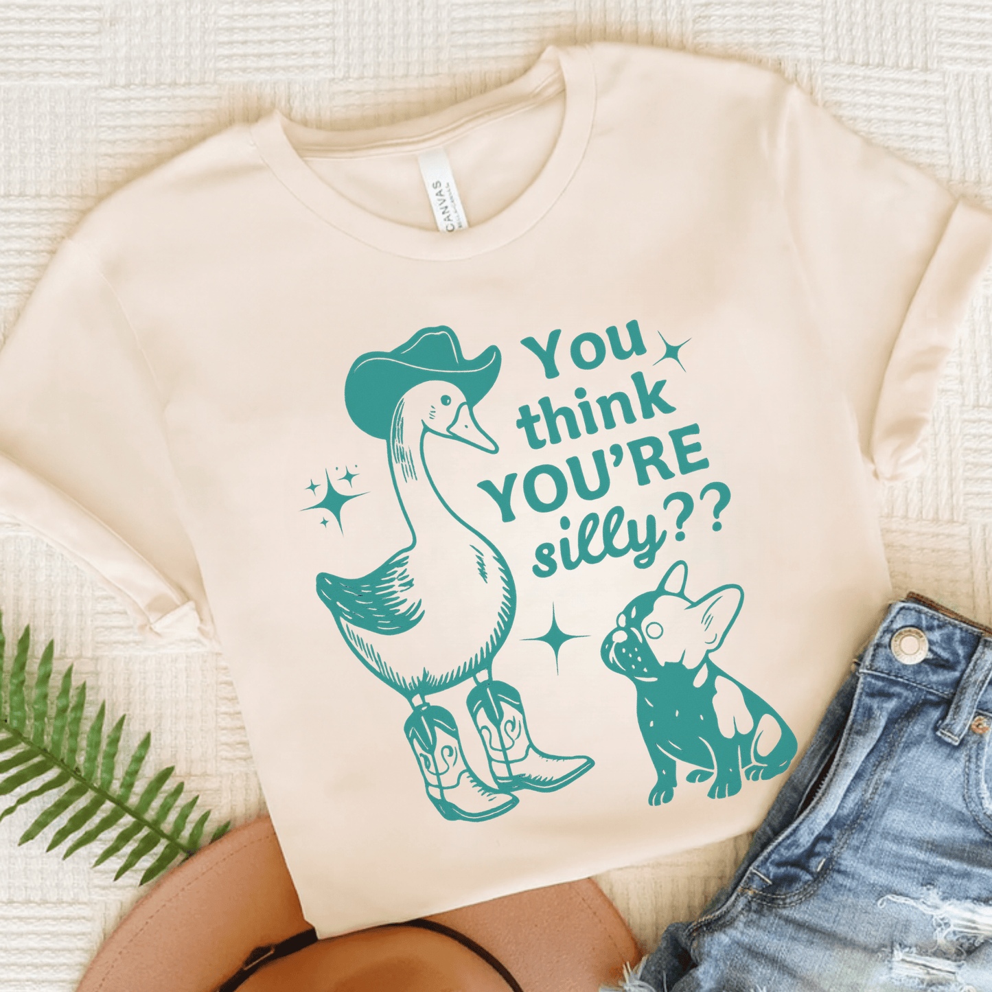 Piebald Frenchie Silly Goose Tshirt Natural