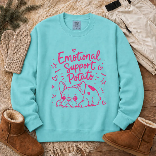 Pink Emotional Support Potato Unisex Sweatshirt Chalky Mint
