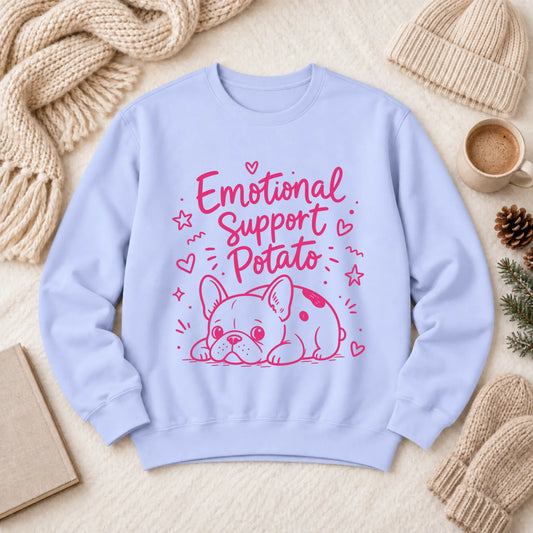 Pink Emotional Support Potato Unisex Sweatshirt Hydrangea