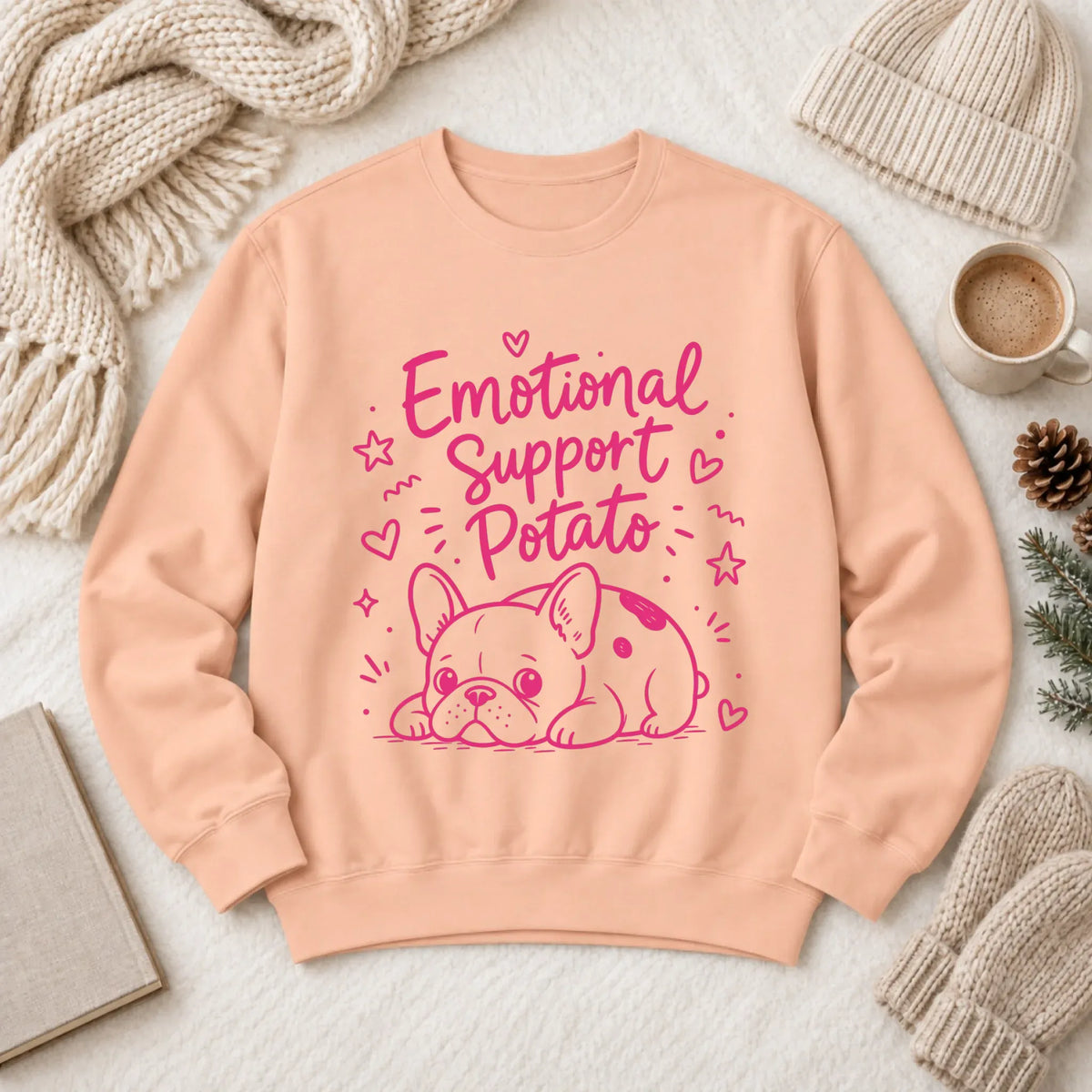 Pink Emotional Support Potato Unisex Sweatshirt Peachy