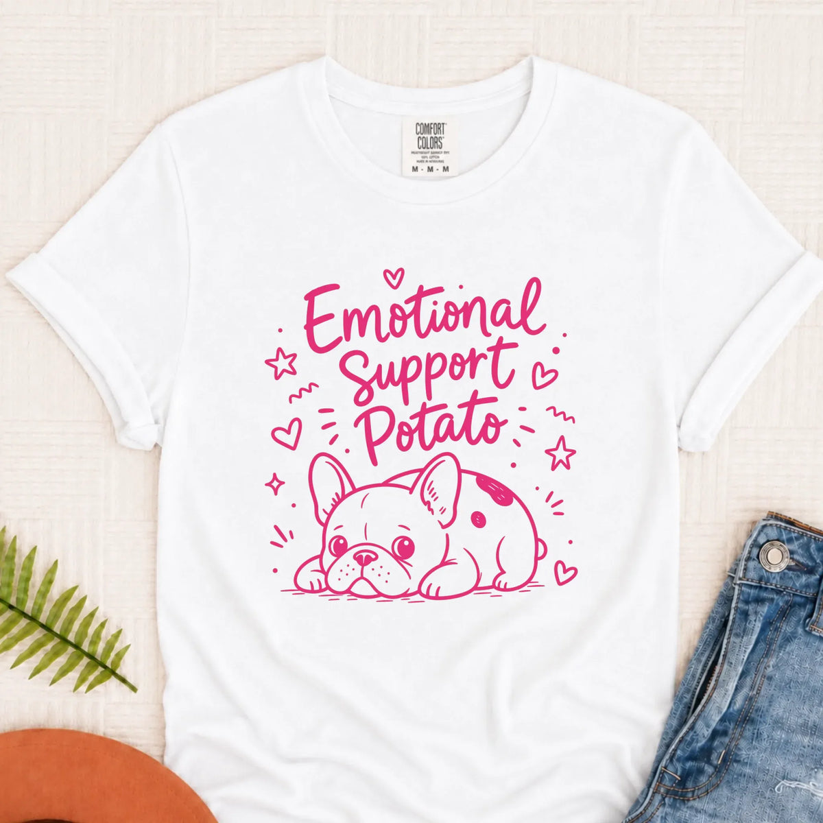 Pink Emotional Support Potato Unisex Tshirt White