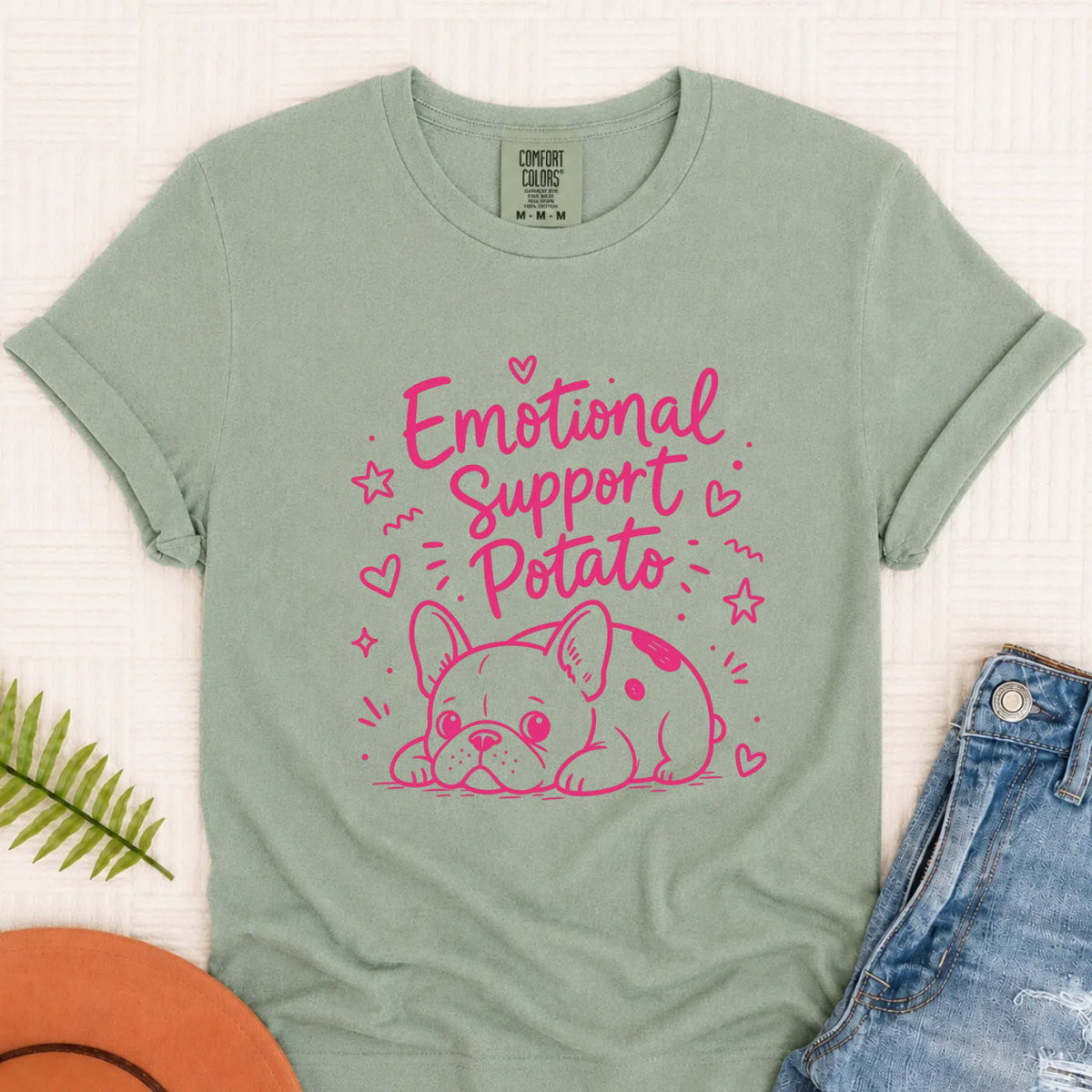 Pink Emotional Support Potato Unisex Tshirt Bay