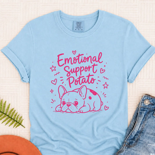Pink Emotional Support Potato Unisex Tshirt Chambray