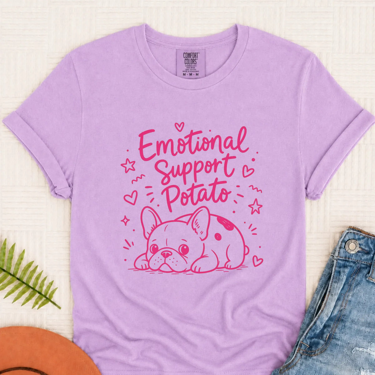 Pink Emotional Support Potato Unisex Tshirt Orchid