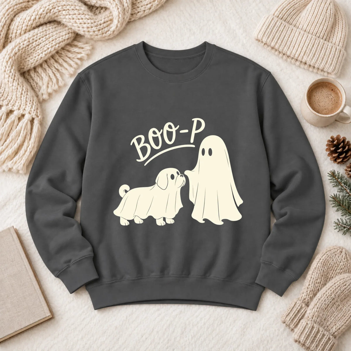 Puggle Boop Ghost Halloween Unisex Sweatshirt Pepper