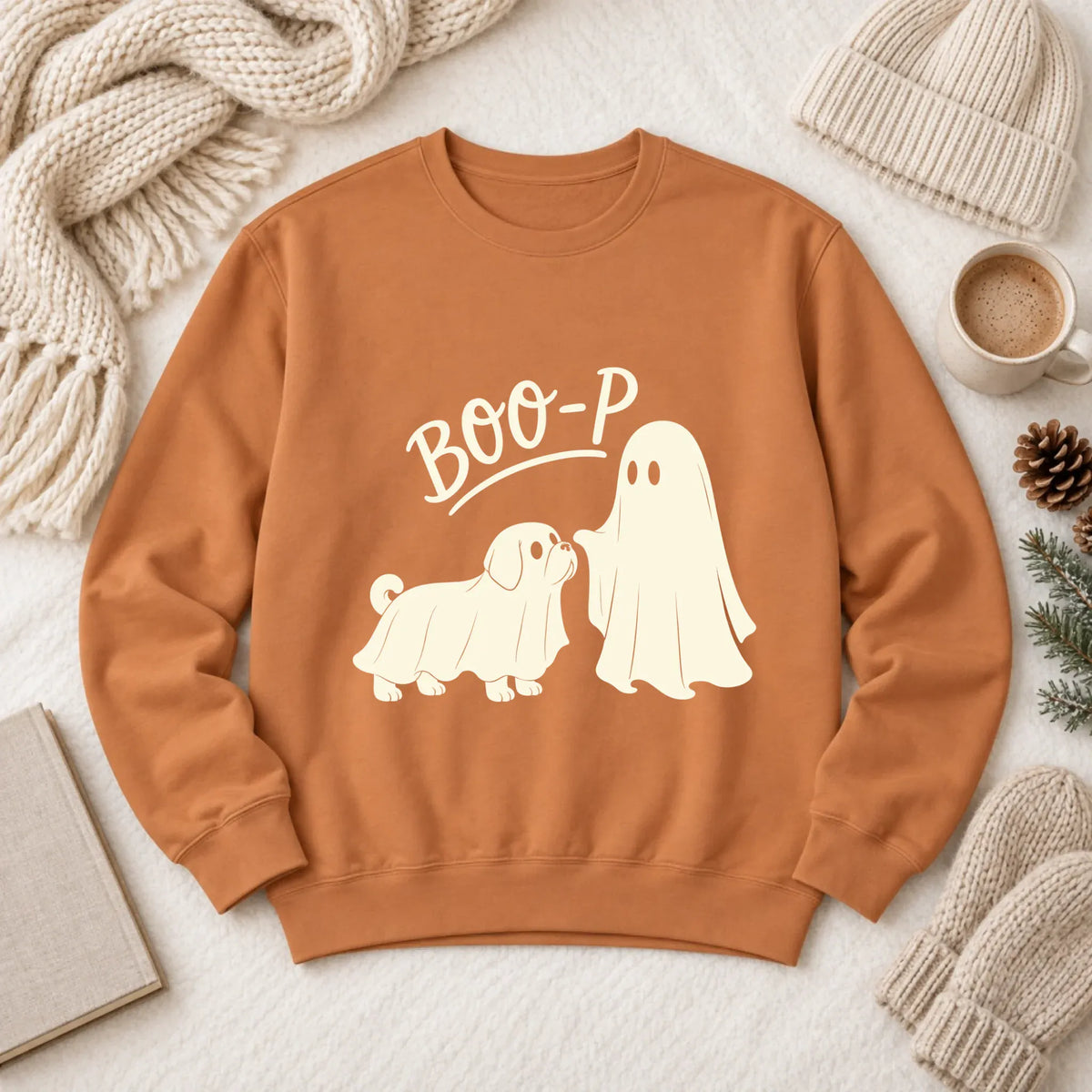 Puggle Boop Ghost Halloween Unisex Sweatshirt Yam