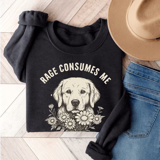 Rage Golden Retriever Unisex Sweatshirt Dark Heather