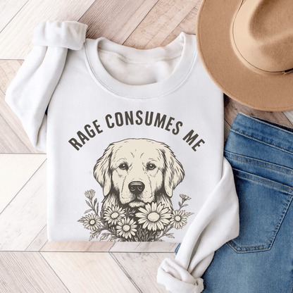 Rage Golden Retriever Unisex Sweatshirt White