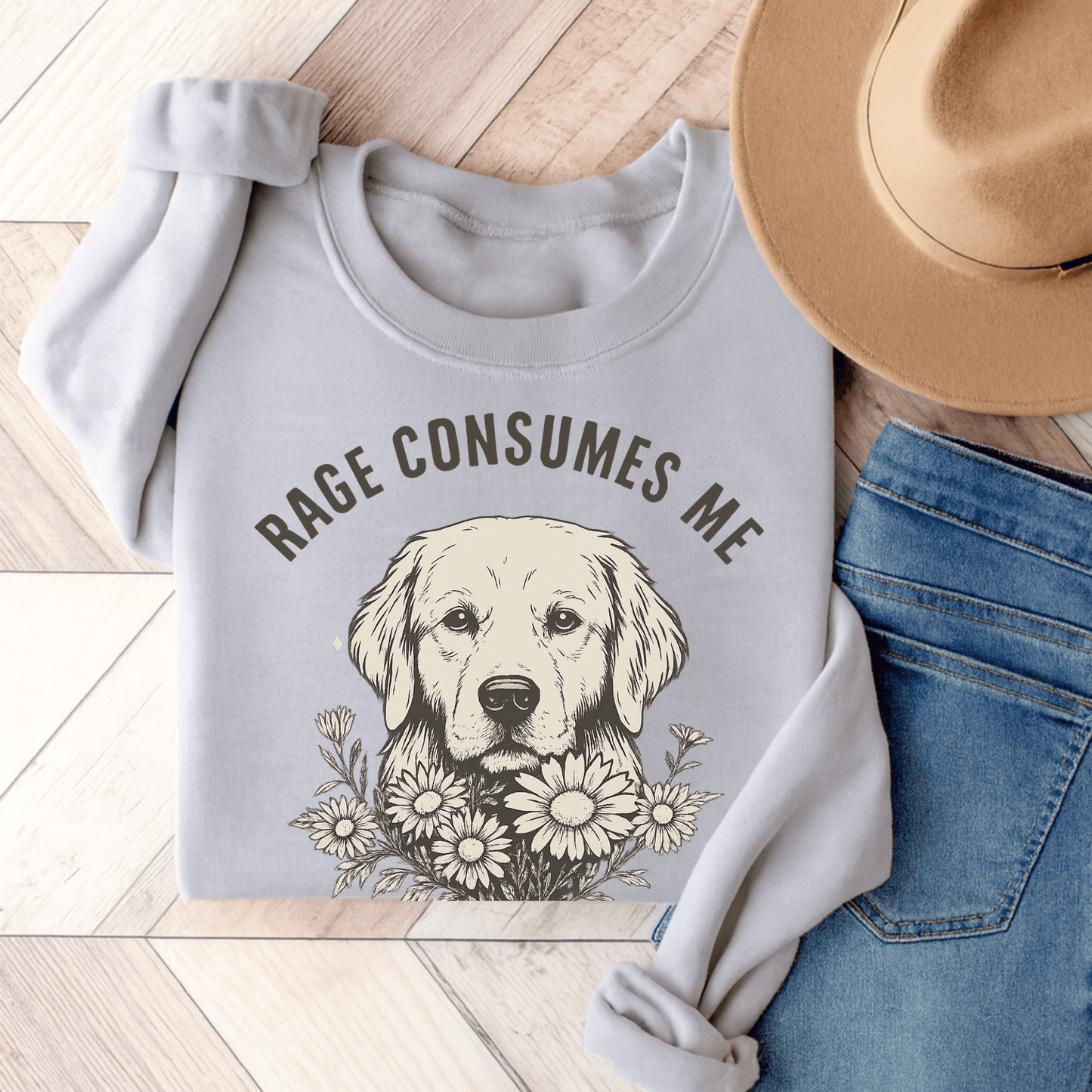 Rage Golden Retriever Unisex Sweatshirt 3XL Sport Grey
