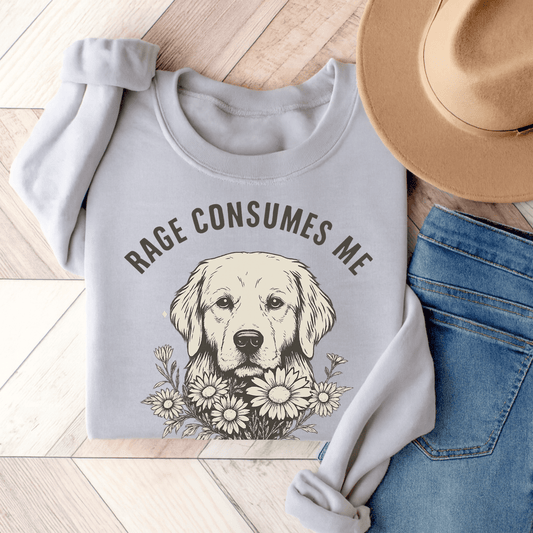 Rage Golden Retriever Unisex Sweatshirt 3XL Sport Grey