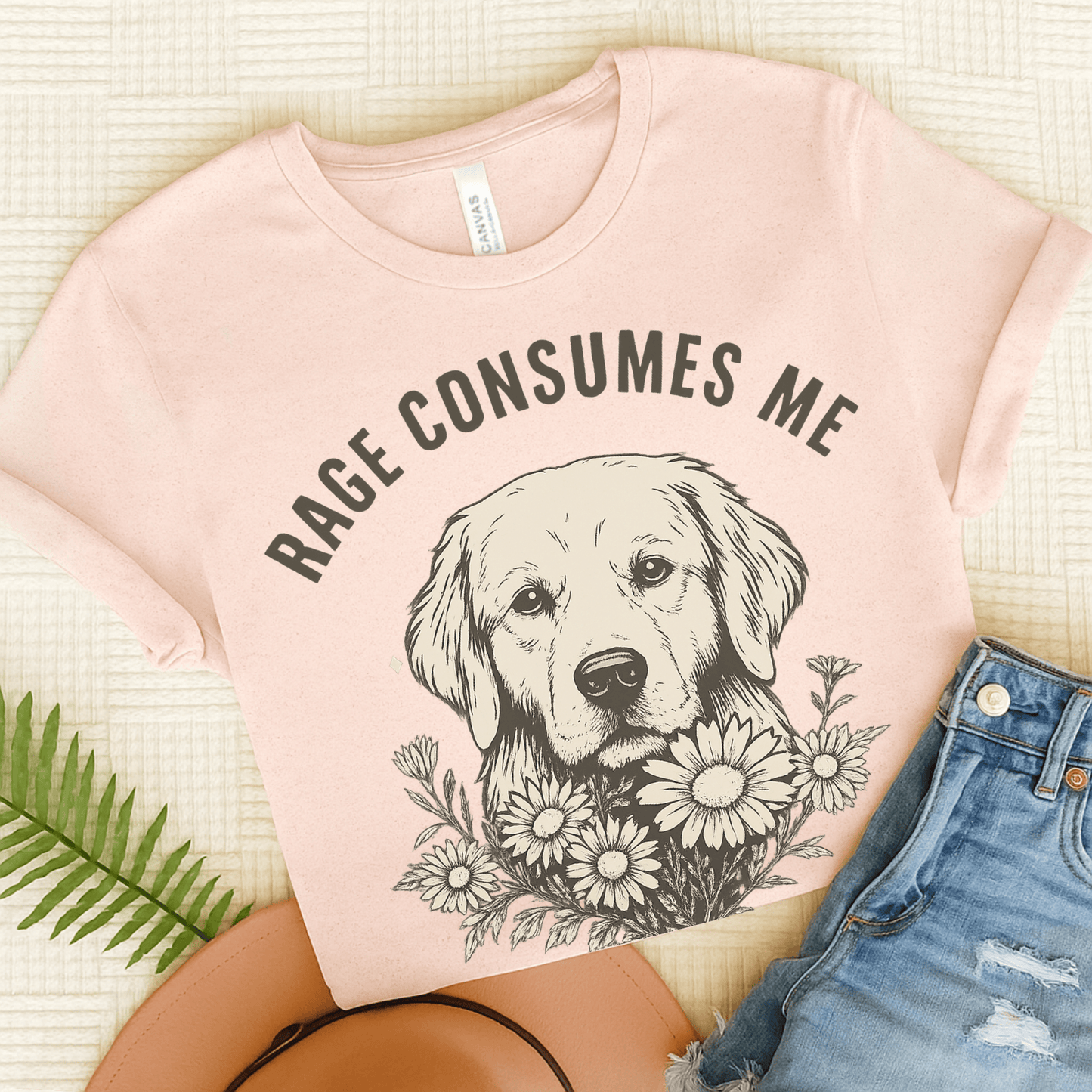 Rage Golden Retriever Unisex TShirt Soft Pink