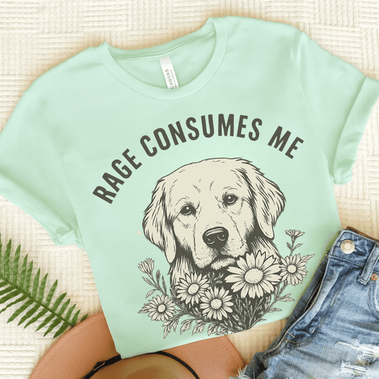 Rage Golden Retriever Unisex TShirt Heather Mint
