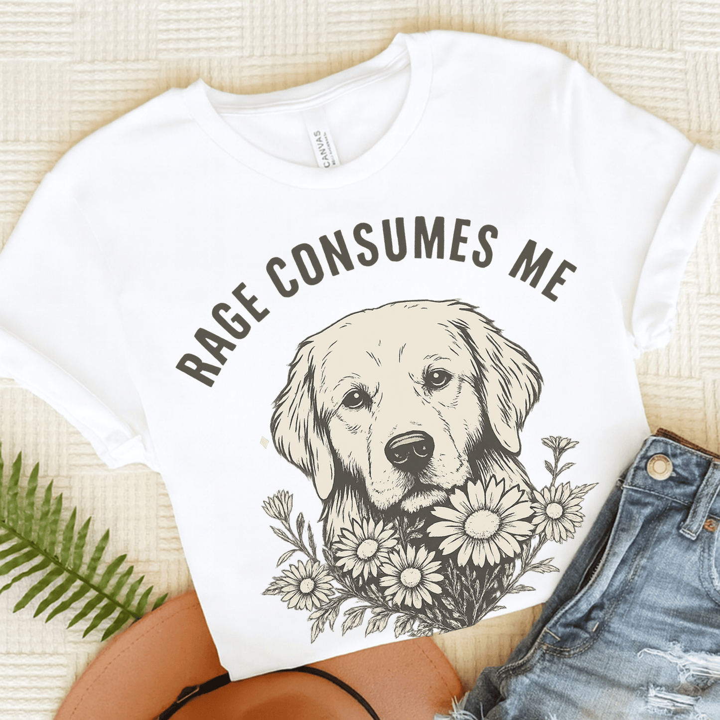 Rage Golden Retriever Unisex TShirt White