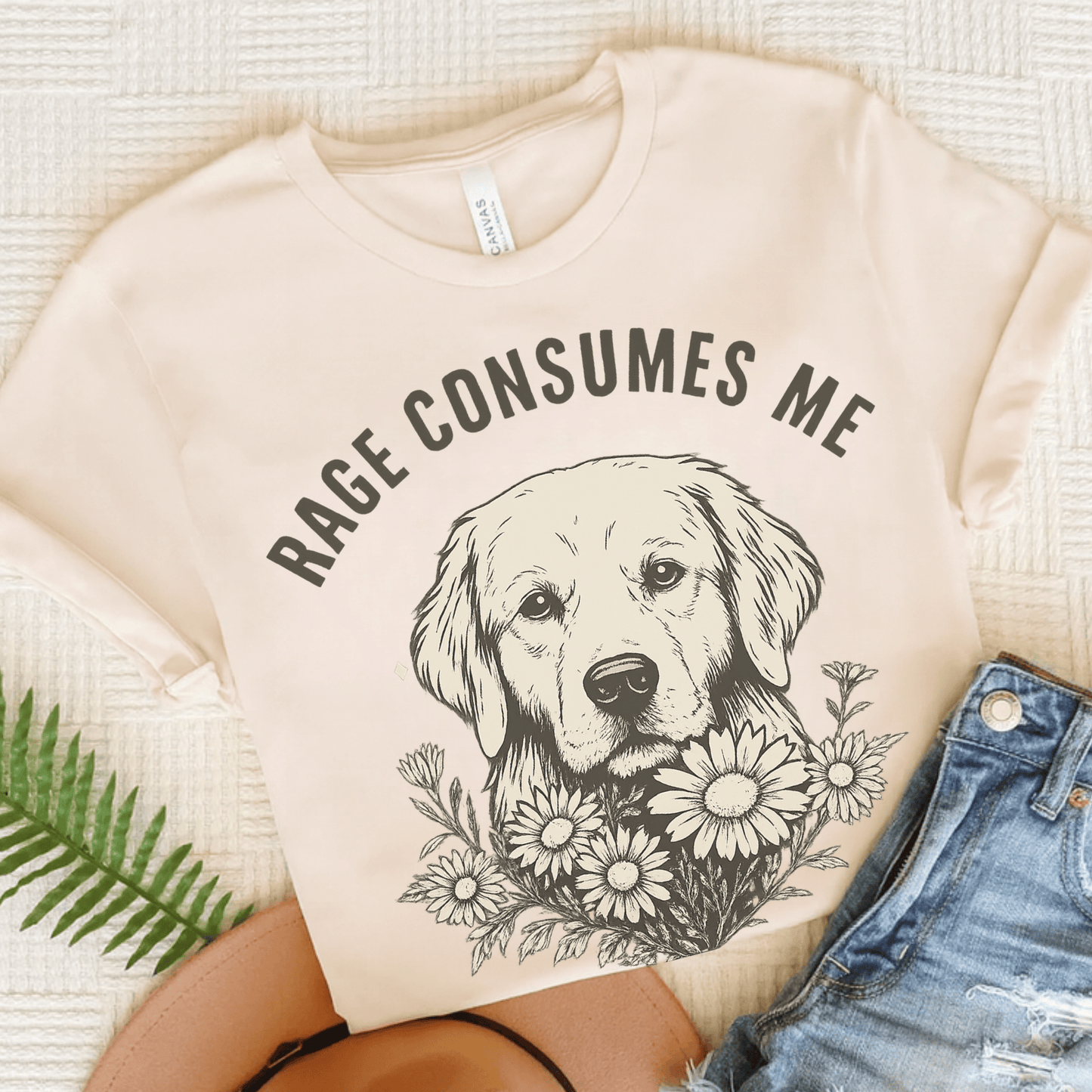 Rage Golden Retriever Unisex TShirt Natural
