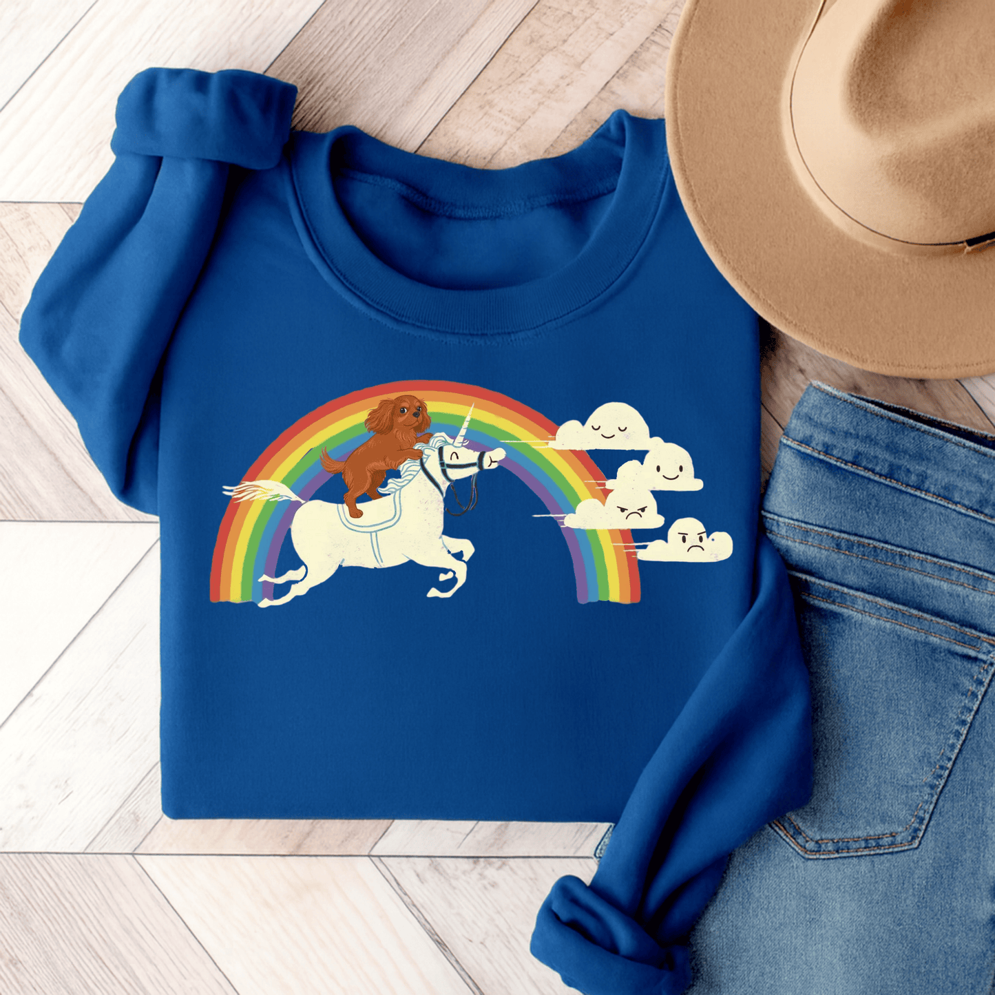 Personalized Unicorn Cavalier Unisex Sweatshirt Royal