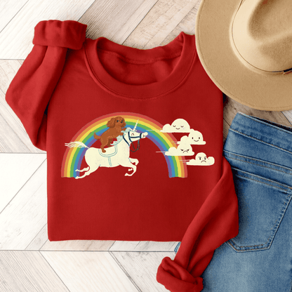 Personalized Unicorn Cavalier Unisex Sweatshirt Red