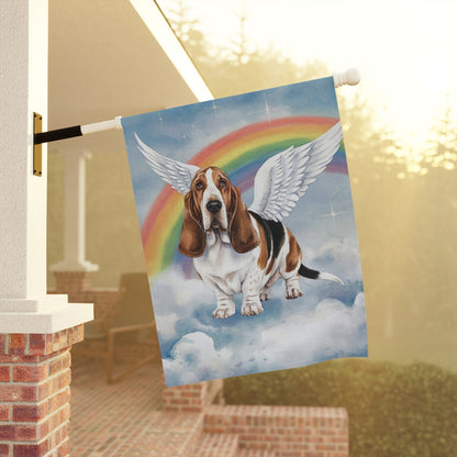 Printify Home Decor Rainbow Bridge Basset Hound, Loss of Pet Garden Flag, Front Yard Spring Decor, Grieving Dog Memorial