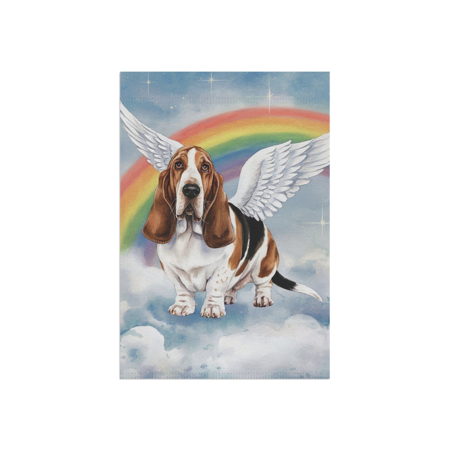 Printify Home Decor Rainbow Bridge Basset Hound, Loss of Pet Garden Flag, Front Yard Spring Decor, Grieving Dog Memorial