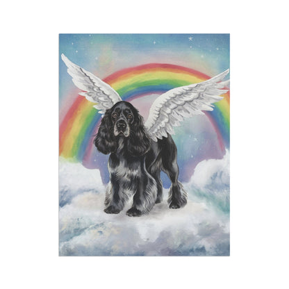 Printify Home Decor Rainbow Bridge Black Cocker Spaniel, Loss of Pet Garden Flag, Yard Spring Decor