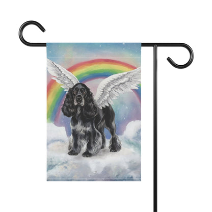 Printify Home Decor Rainbow Bridge Black Cocker Spaniel, Loss of Pet Garden Flag, Yard Spring Decor
