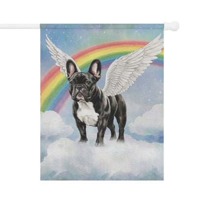 Printify Home Decor 24.5'' × 32'' Rainbow Bridge Black French Bulldog, Loss of Pet Garden Flag, Yard Spring Decor, Grieving Dog Memorial