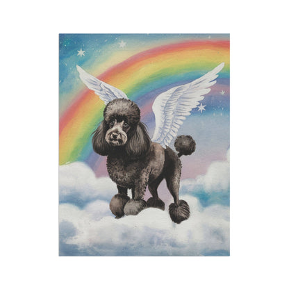 Printify Home Decor Rainbow Bridge Black French Poodle, Loss of Pet Garden Flag, Yard Spring Decor, Grieving Gardener Gift