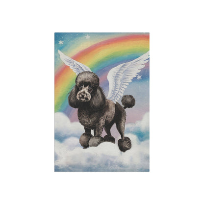 Printify Home Decor Rainbow Bridge Black French Poodle, Loss of Pet Garden Flag, Yard Spring Decor, Grieving Gardener Gift