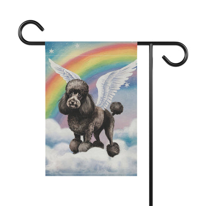 Printify Home Decor Rainbow Bridge Black French Poodle, Loss of Pet Garden Flag, Yard Spring Decor, Grieving Gardener Gift