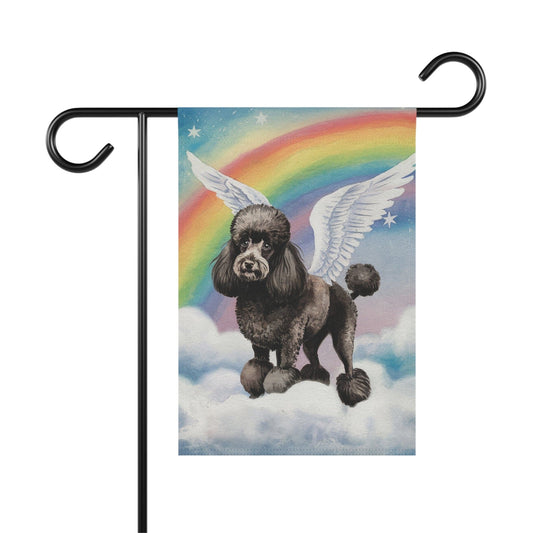 Printify Home Decor 12'' × 18'' Rainbow Bridge Black French Poodle, Loss of Pet Garden Flag, Yard Spring Decor, Grieving Gardener Gift