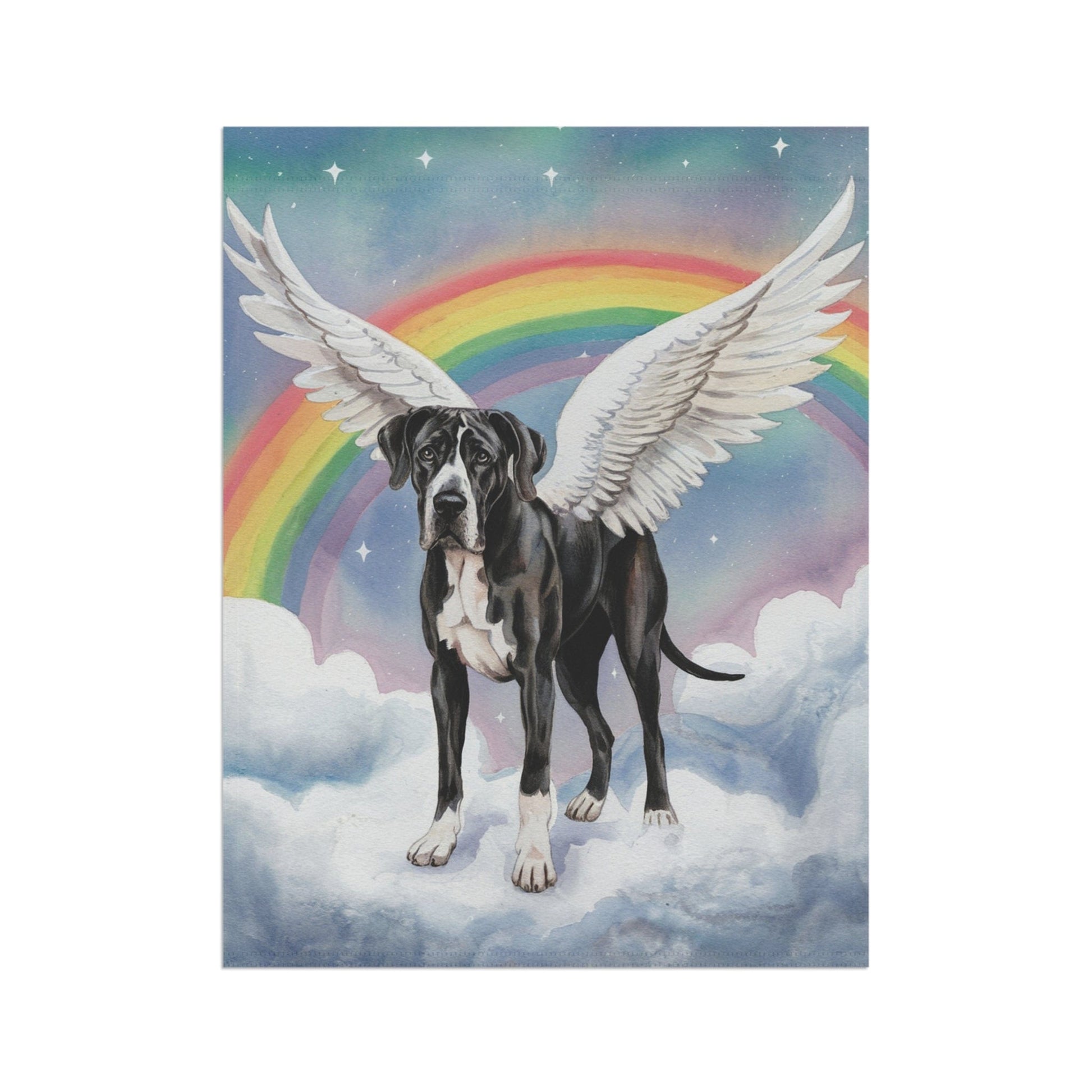 Printify Home Decor Rainbow Bridge Black Great Dane, Loss of Pet Garden Flag, Yard Spring Decor, Grieving Dog Memorial