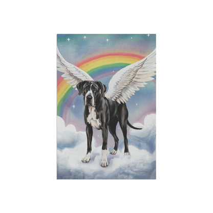 Printify Home Decor Rainbow Bridge Black Great Dane, Loss of Pet Garden Flag, Yard Spring Decor, Grieving Dog Memorial