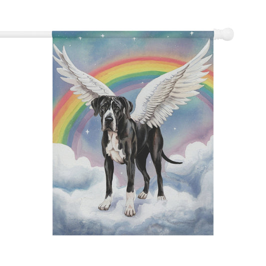 Printify Home Decor 24.5'' × 32'' Rainbow Bridge Black Great Dane, Loss of Pet Garden Flag, Yard Spring Decor, Grieving Dog Memorial