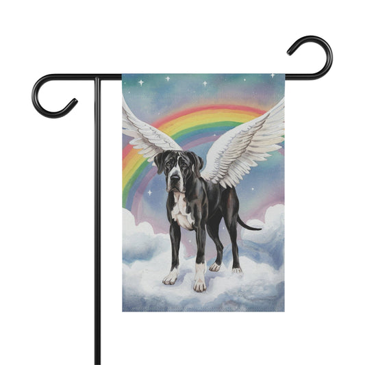 Printify Home Decor 12'' × 18'' Rainbow Bridge Black Great Dane, Loss of Pet Garden Flag, Yard Spring Decor, Grieving Dog Memorial