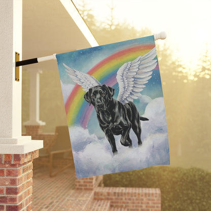 Printify Home Decor Rainbow Bridge Black Labrador, Loss of Pet Garden Flag, Yard Spring Decor, Grieving Dog Memorial