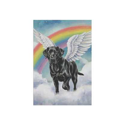 Printify Home Decor Rainbow Bridge Black Labrador, Loss of Pet Garden Flag, Yard Spring Decor, Grieving Dog Memorial