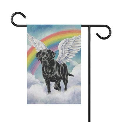 Printify Home Decor Rainbow Bridge Black Labrador, Loss of Pet Garden Flag, Yard Spring Decor, Grieving Dog Memorial