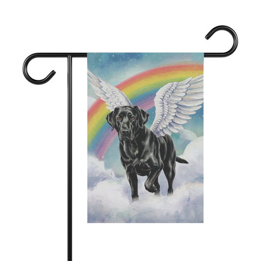 Printify Home Decor 12'' × 18'' Rainbow Bridge Black Labrador, Loss of Pet Garden Flag, Yard Spring Decor, Grieving Dog Memorial