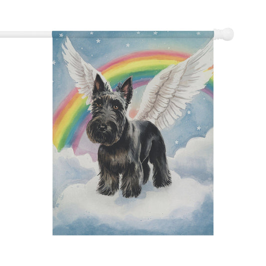 Printify Home Decor 24.5'' × 32'' Rainbow Bridge Black Scottie, Scottish Terrier, Loss of Pet Garden Flag, Dog Memorial Grieving