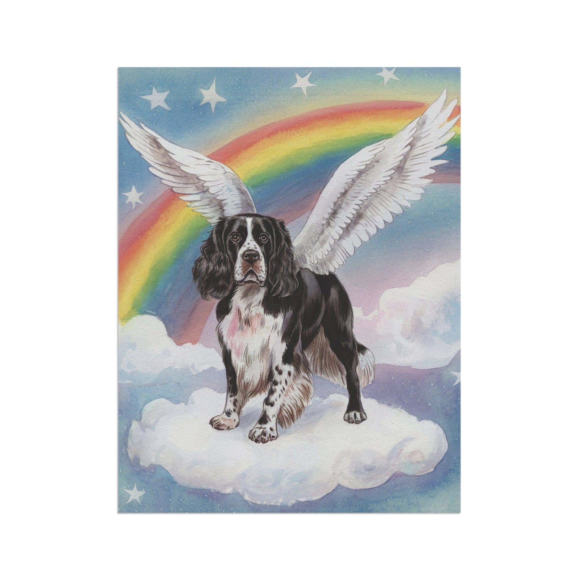 Printify Home Decor Rainbow Bridge Black Springer Spaniel, Pet Memorial Garden Flag, Front Yard Spring Decor