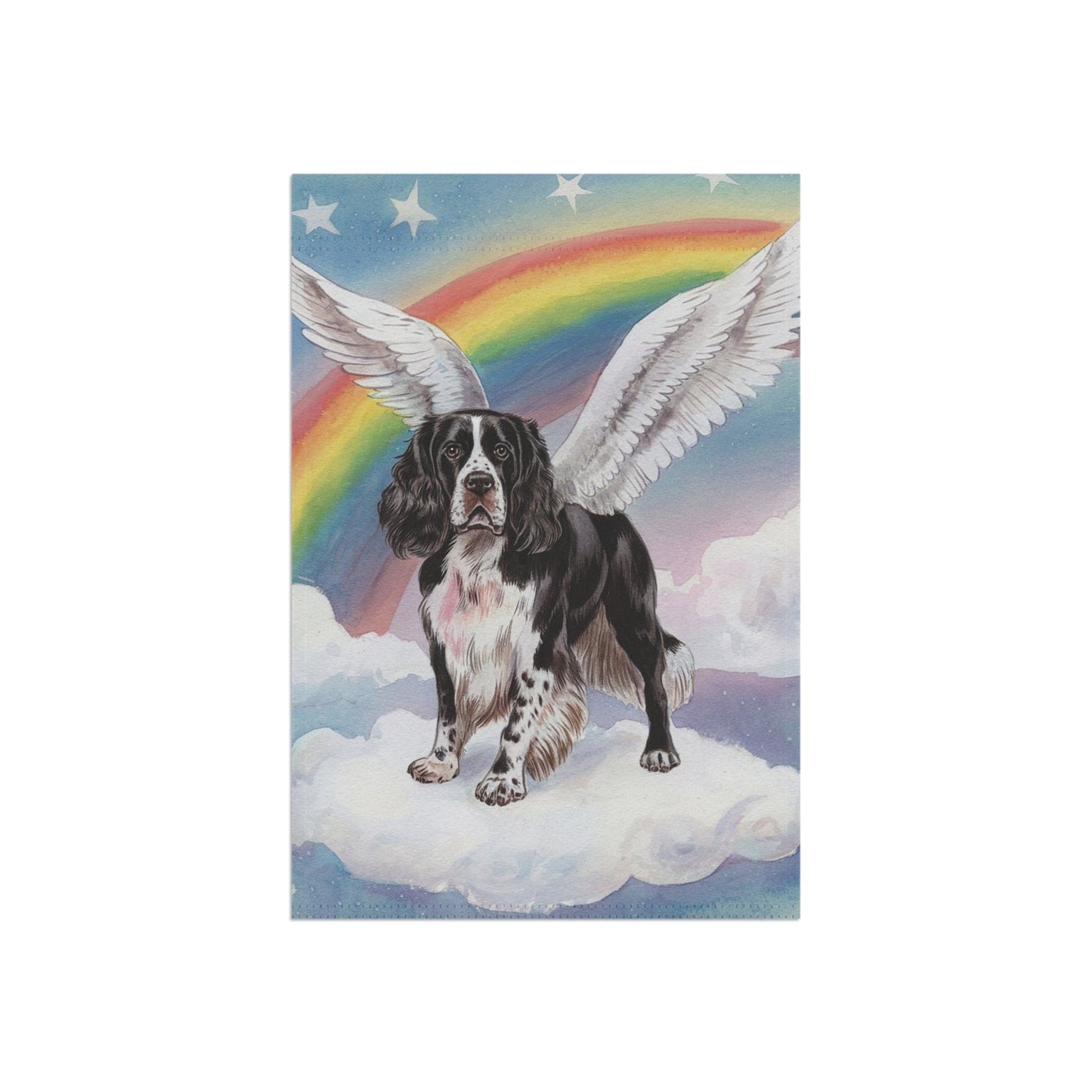 Printify Home Decor Rainbow Bridge Black Springer Spaniel, Pet Memorial Garden Flag, Front Yard Spring Decor