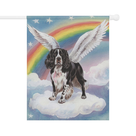 Printify Home Decor 24.5'' × 32'' Rainbow Bridge Black Springer Spaniel, Pet Memorial Garden Flag, Front Yard Spring Decor
