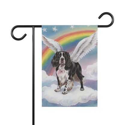 Printify Home Decor 12'' × 18'' Rainbow Bridge Black Springer Spaniel, Pet Memorial Garden Flag, Front Yard Spring Decor