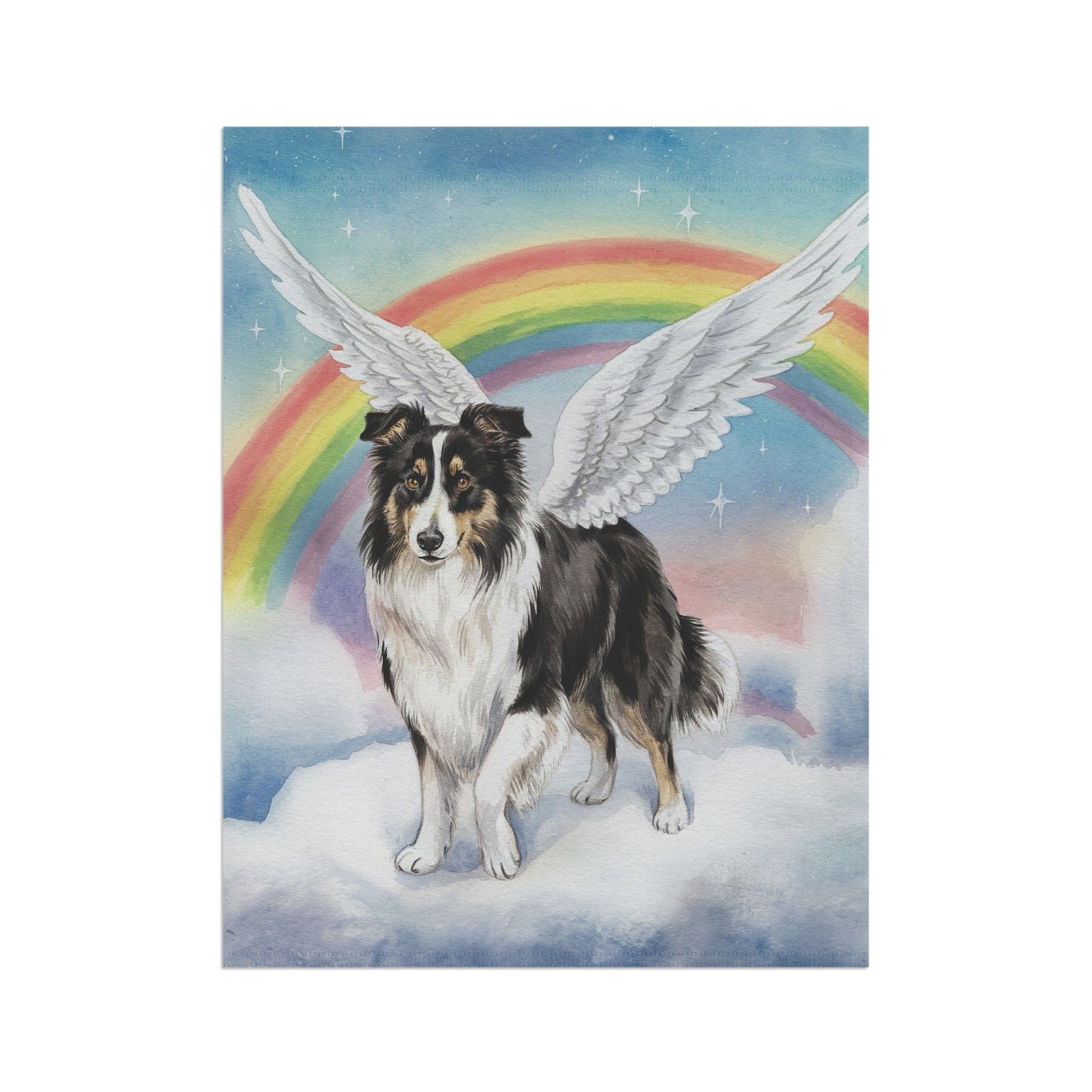 Printify Home Decor Rainbow Bridge Border Collie, Loss of Pet Garden Flag, Yard Decor, Grieving Gardener Dog Memorial Gift