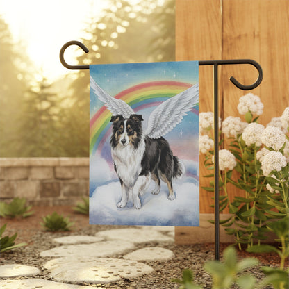 Printify Home Decor Rainbow Bridge Border Collie, Loss of Pet Garden Flag, Yard Decor, Grieving Gardener Dog Memorial Gift