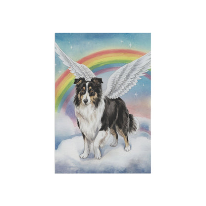 Printify Home Decor Rainbow Bridge Border Collie, Loss of Pet Garden Flag, Yard Decor, Grieving Gardener Dog Memorial Gift