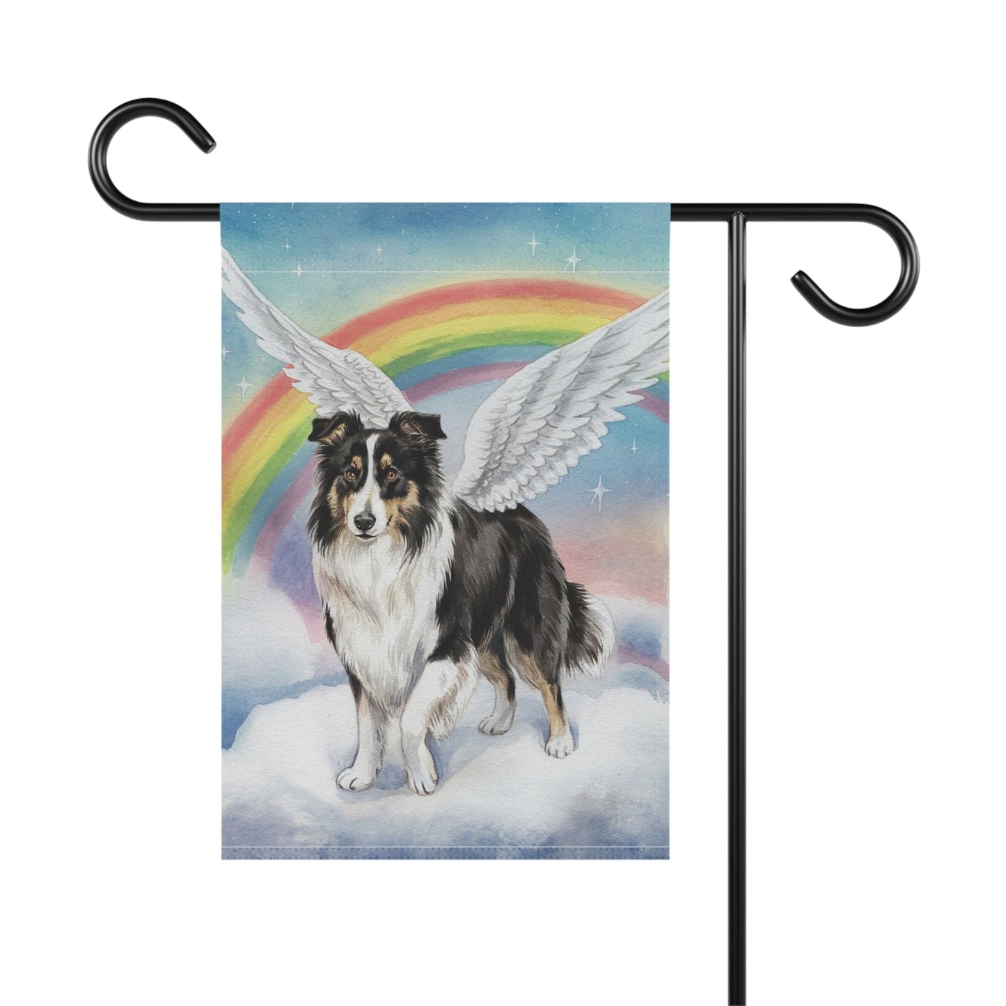 Printify Home Decor Rainbow Bridge Border Collie, Loss of Pet Garden Flag, Yard Decor, Grieving Gardener Dog Memorial Gift