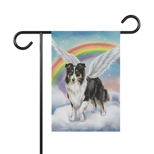 Printify Home Decor 12'' × 18'' Rainbow Bridge Border Collie, Loss of Pet Garden Flag, Yard Decor, Grieving Gardener Dog Memorial Gift