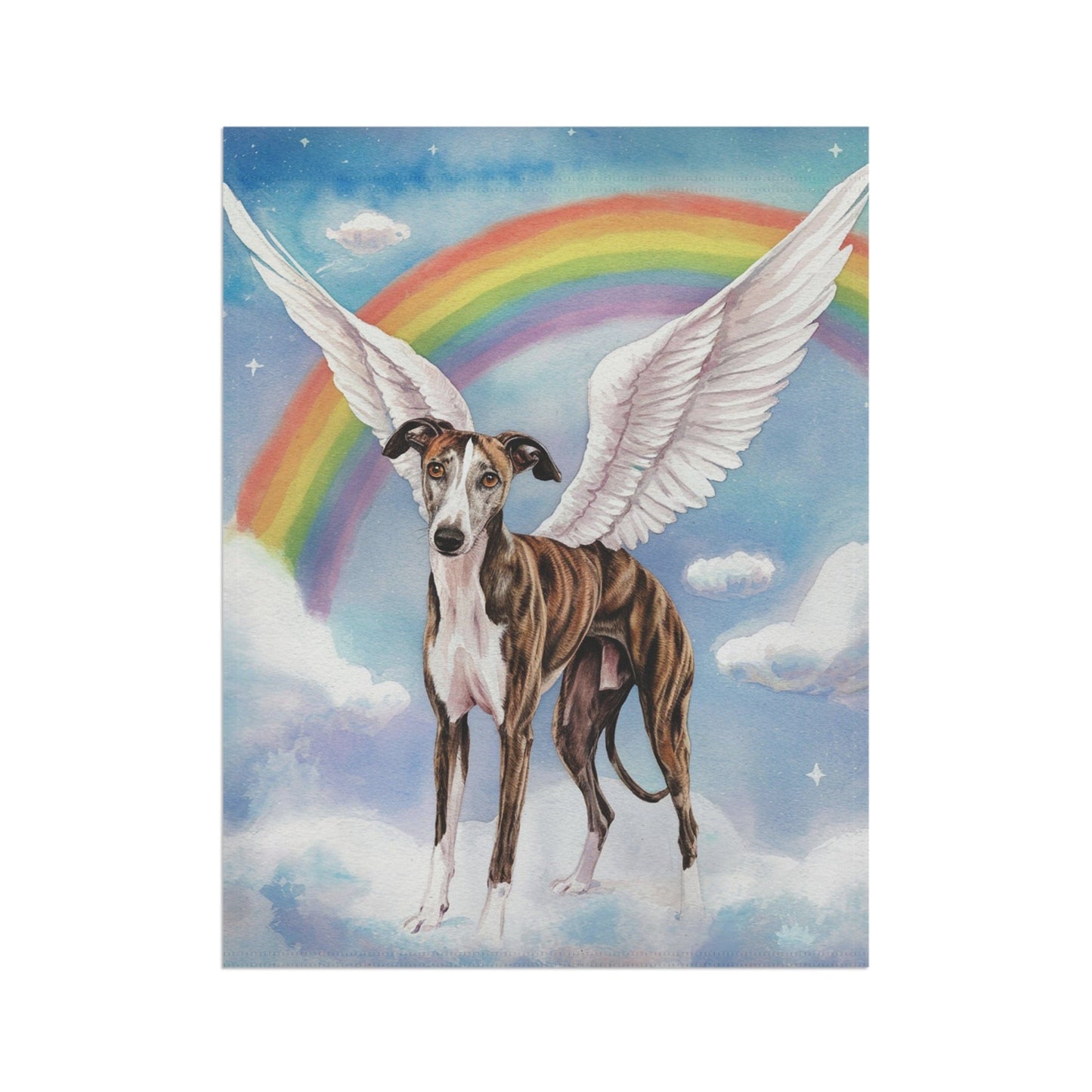 Printify Home Decor Rainbow Bridge Brindle Greyhound, Loss of Pet Garden Flag, Yard Spring Decor, Grieving Dog Memorial