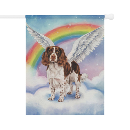 Printify Home Decor 24.5'' × 32'' Rainbow Bridge Brown Springer Spaniel, Loss of Pet Garden Flag, Yard Spring Grieving Dog